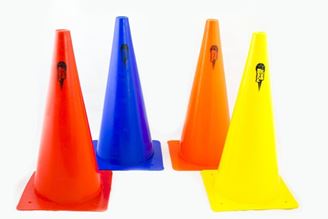 Afbeelding van Set van 4 x rode PVC kegels 30cm