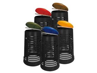 Afbeelding van Poubelles ronde en pvc perforé 110L couvercle "Bleu"