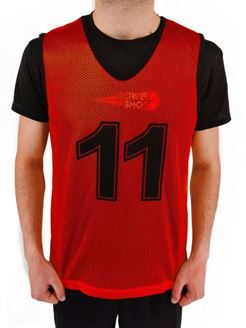 Afbeelding van KIT DE 11 CHASUBLES NUMÉROTÉS DE 1 À 11 - ROUGE - ENFANT