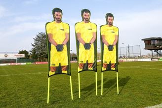 Afbeelding van Set van 3 bedrukte flexibele paspoppen - Geel