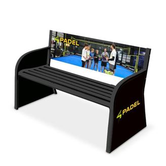 Image sur BANC PUBLICITAIRE EN ACIER ÉLECTROZINGUÉ NOIR PERSONNALISÉ